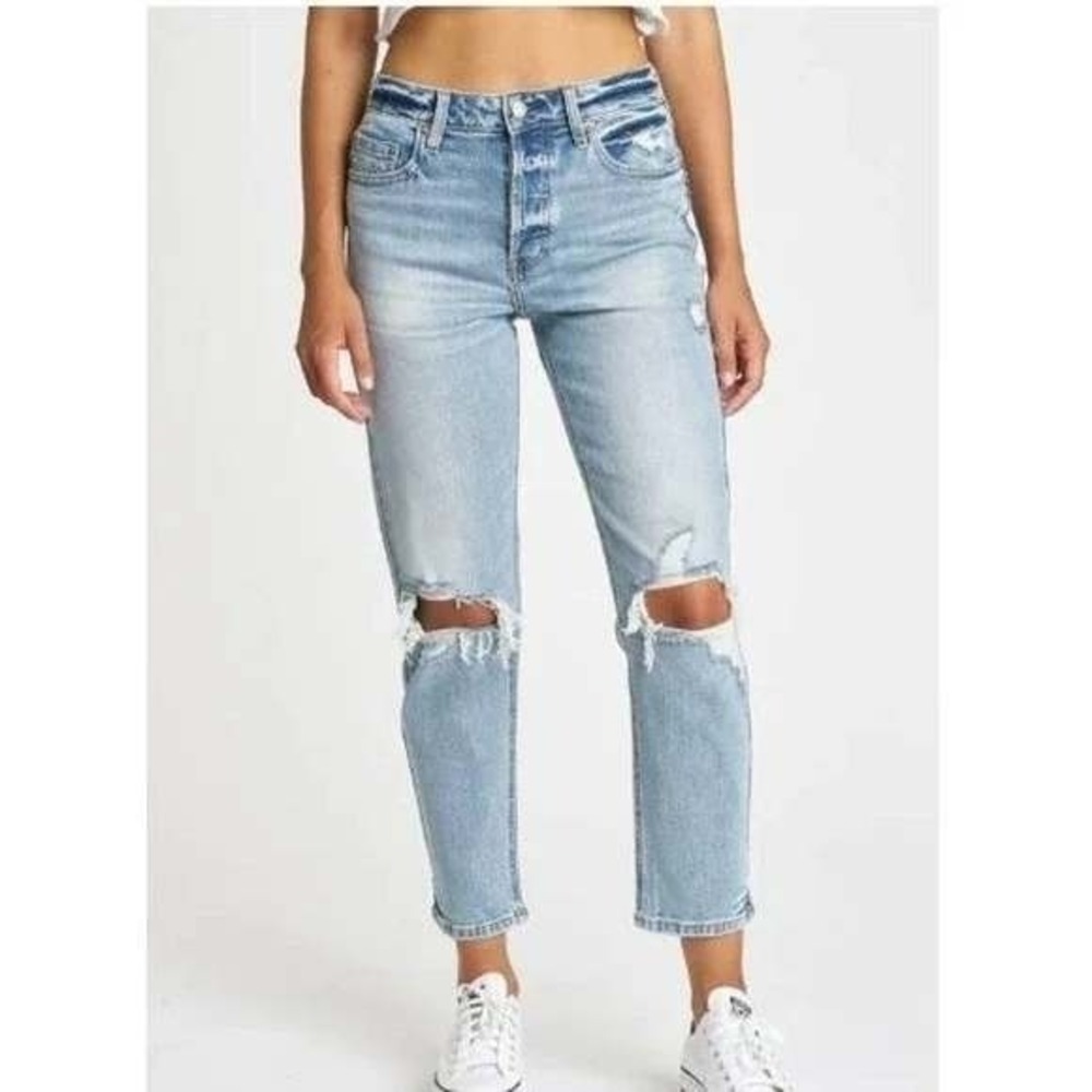 Daze Denim Just Right Straight Jeans Light Wash Button Fly Organic Cotton Sz 27‎
